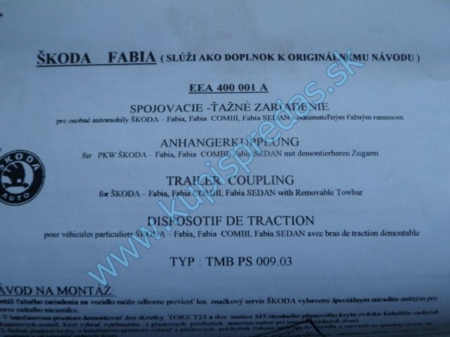 ťažné zariadenie na škodu fábiu 1 kombi, combi